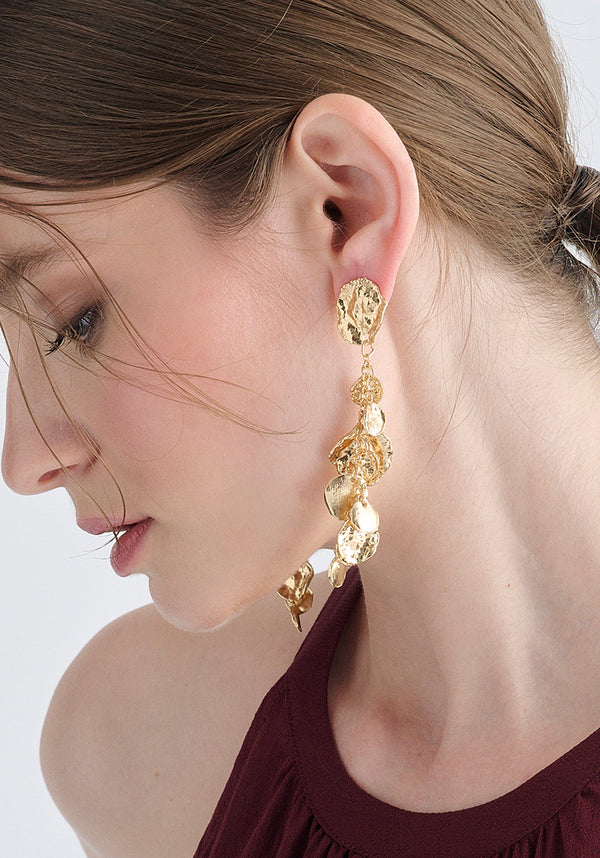 Gold Long Drop Earrings