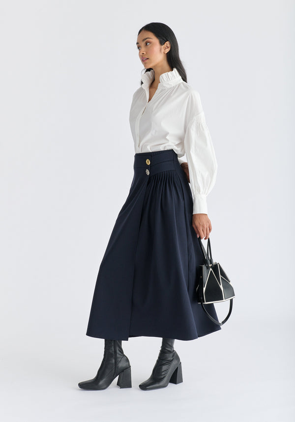 Hexagon Drawstring Bucket Bag in Black and White Front