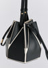 Hexagon Drawstring Bucket Bag in Black and White Front Close Up