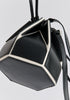 Hexagon Drawstring Bucket Bag in Black and White Front Close Up