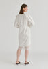 2-Piece Shirt Dress Set with Lace Underlay and Waist Cut Outs in White Back