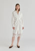 2-Piece Shirt Dress Set with Lace Underlay and Waist Cut Outs in White Front