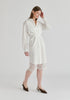 2-Piece Shirt Dress Set with Lace Underlay and Waist Cut Outs in White Side