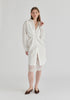 2-Piece Shirt Dress Set with Lace Underlay and Waist Cut Outs in White Front