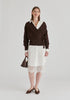 2-Piece Shirt Dress Set with Lace Underlay and Waist Cut Outs in White Front