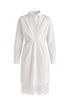 2-Piece Shirt Dress Set with Lace Underlay and Waist Cut Outs in White Cutout