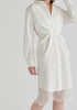 2-Piece Shirt Dress Set with Lace Underlay and Waist Cut Outs in White Closeup