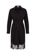 2-Piece Shirt Dress Set with Lace Underlay and Waist Cut Outs in Black Cutout