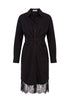 2-Piece Shirt Dress Set with Lace Underlay and Waist Cut Outs in Black Cutout