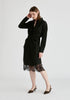 2-Piece Shirt Dress Set with Lace Underlay and Waist Cut Outs in Black Side