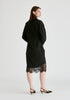 2-Piece Shirt Dress Set with Lace Underlay and Waist Cut Outs in Black Back