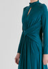 Lyocell Jersey Midi Dress with Cross Front Waist and Convertible Scarf