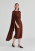 Asymmetrical Cape Sleeve Lyocell Jersey Midi Dress