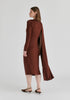 Asymmetrical Cape Sleeve Lyocell Jersey Midi Dress