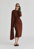 Asymmetrical Cape Sleeve Lyocell Jersey Midi Dress