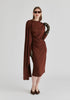 Asymmetrical Cape Sleeve Lyocell Jersey Midi Dress