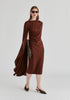 Asymmetrical Cape Sleeve Lyocell Jersey Midi Dress