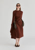 Asymmetrical Cape Sleeve Lyocell Jersey Midi Dress