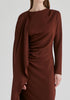 Asymmetrical Cape Sleeve Lyocell Jersey Midi Dress