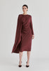 Asymmetrical Cape Sleeve Lyocell Jersey Midi Dress