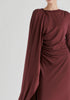 Asymmetrical Cape Sleeve Lyocell Jersey Midi Dress