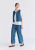 Denim Gilet in Stripes in Denim Blue Side