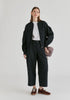 Embroidered Polka Dots Denim Bomber Jacket with Zip Front