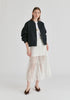 Embroidered Polka Dots Denim Bomber Jacket with Zip Front