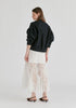 Embroidered Polka Dots Denim Bomber Jacket with Zip Front