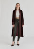 Velvet Open-Front Duster Coat with Striped Contrast Panels