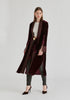 Velvet Open-Front Duster Coat with Striped Contrast Panels