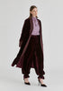 Velvet Open-Front Duster Coat with Striped Contrast Panels