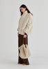 Double Breasted Diamond Quilted Utility Jacket Drawstring Waist in Cream Side