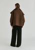 Double Breasted Diamond Quilted Utility Jacket Drawstring Waist in Brown Back