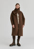 Diamond Quilted Longline Coat with Matching Removable Scarf in Brown Front