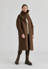 Diamond Quilted Longline Coat with Matching Removable Scarf in Brown Front
