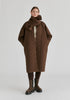 Diamond Quilted Longline Coat with Matching Removable Scarf in Brown Front