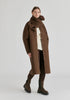 Diamond Quilted Longline Coat with Matching Removable Scarf in Brown Front