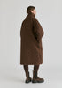 Diamond Quilted Longline Coat with Matching Removable Scarf in Brown Back