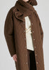 Diamond Quilted Longline Coat with Matching Removable Scarf in Brown Closeup