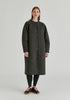 Diamond Quilted Longline Coat with Matching Removable Scarf in Denim Black Front