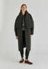 Diamond Quilted Longline Coat with Matching Removable Scarf in Denim Black Front