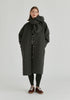 Diamond Quilted Longline Coat with Matching Removable Scarf in Denim Black Front