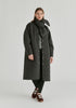 Diamond Quilted Longline Coat with Matching Removable Scarf in Denim Black Front