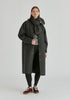 Diamond Quilted Longline Coat with Matching Removable Scarf in Denim Black Front