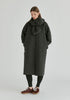 Diamond Quilted Longline Coat with Matching Removable Scarf in Denim Black Front