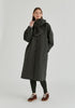 Diamond Quilted Longline Coat with Matching Removable Scarf in Denim Black Front