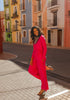 Asymmetric Draped Lyocell Jersey Top in Hot Pink Location Shoot