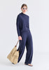 Asymmetric Draped Lyocell Jersey Top in Navy Side
