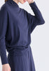 Asymmetric Draped Lyocell Jersey Top in Navy Closeup